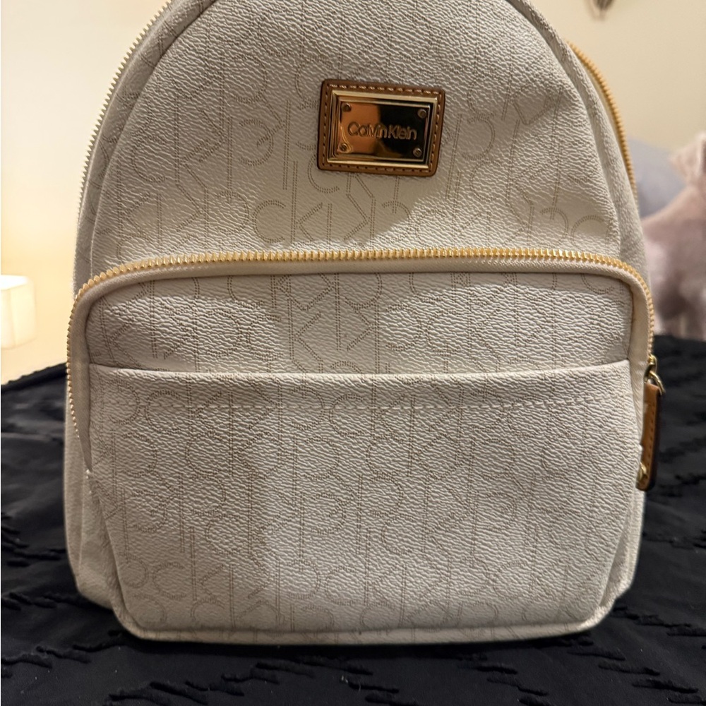 Calvin Klein Cream Monogram Backpack